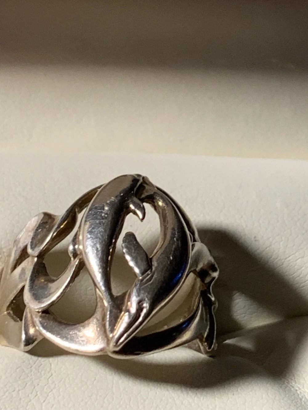Unique Whale & Dolphin Ring- Sterling 925, Carol Felley, Sz 10, Open Work Lg